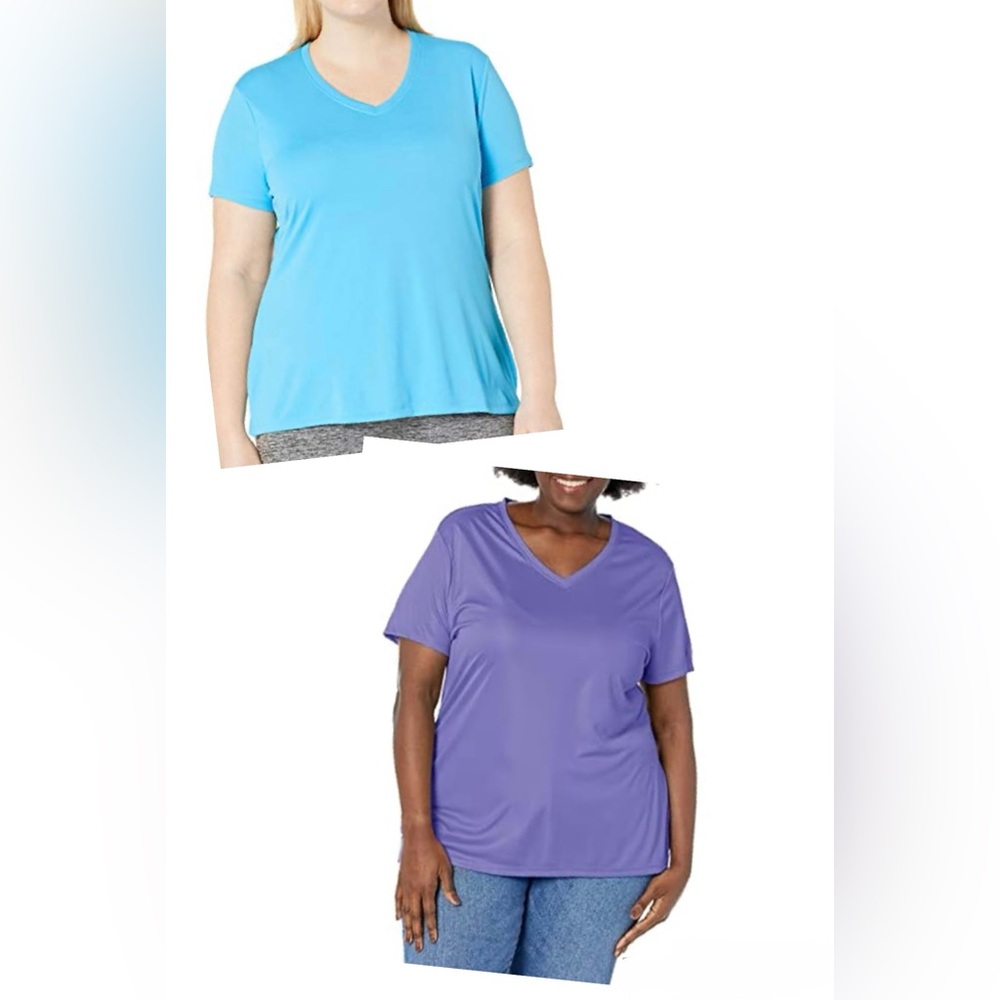 NWT-Just My Size Women’s Plus 3X Cool Dri Short Sleeve V-Neck Performance Tee